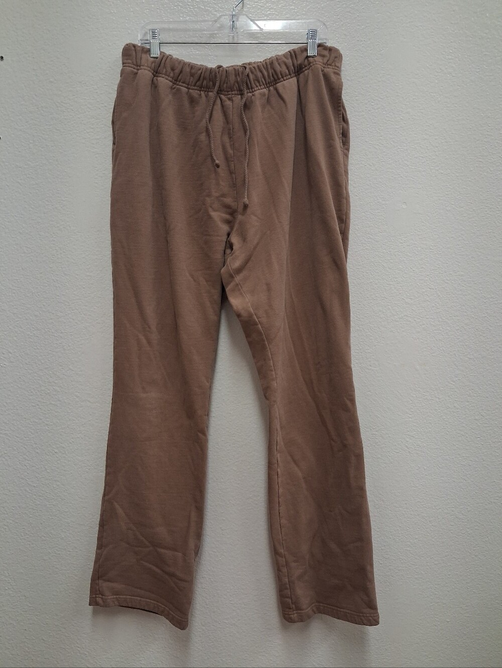 Good American Women’s Size 5 XXL Straight Leg Cotton Sweatpants Beige EUC